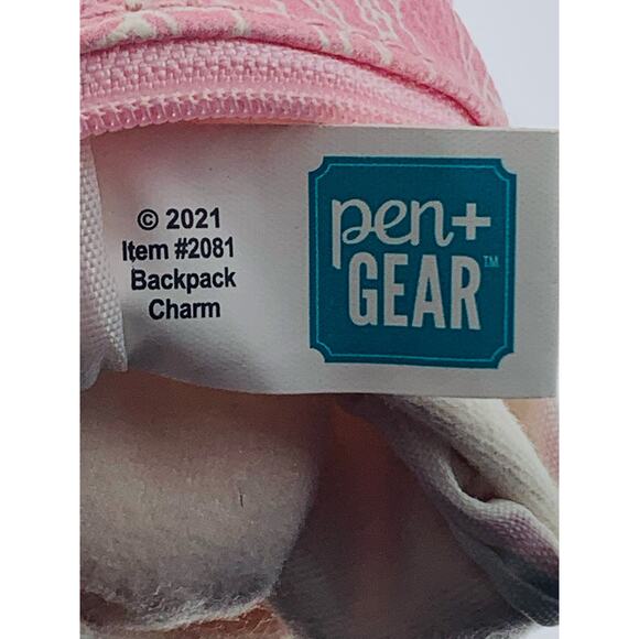 Backpack Charm Mini Pink White Floral Vinyl Zipper Ring Small Bag Coin Purse - Picture 6 of 7